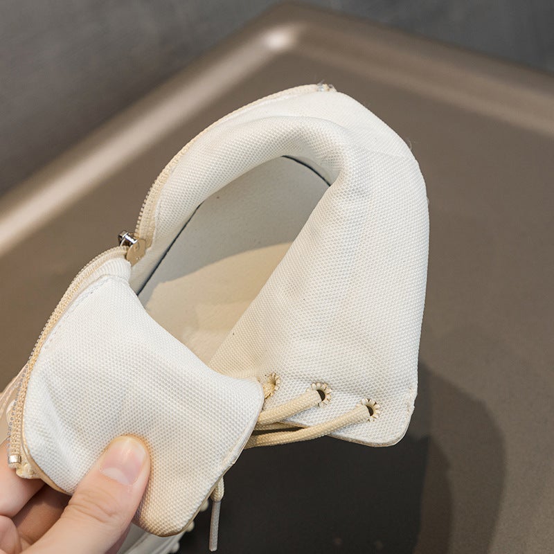 Thick-Soled Increased 7Cm Leather Father Shoes Women'S 2025 Spring Versatile Korean Thick-Soled Muffin Fleece-Lined Casual Cotton Shoes - Image 3